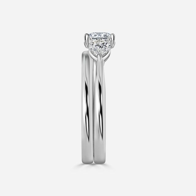 Vivian Solitaire Platinum Plain Band Bridal Set Engagement Ring