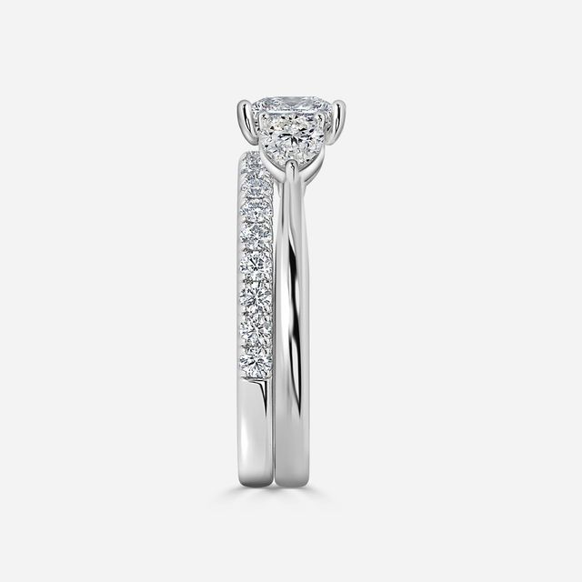 Vivian Solitaire White Gold Pavé Band Bridal Set Engagement Ring