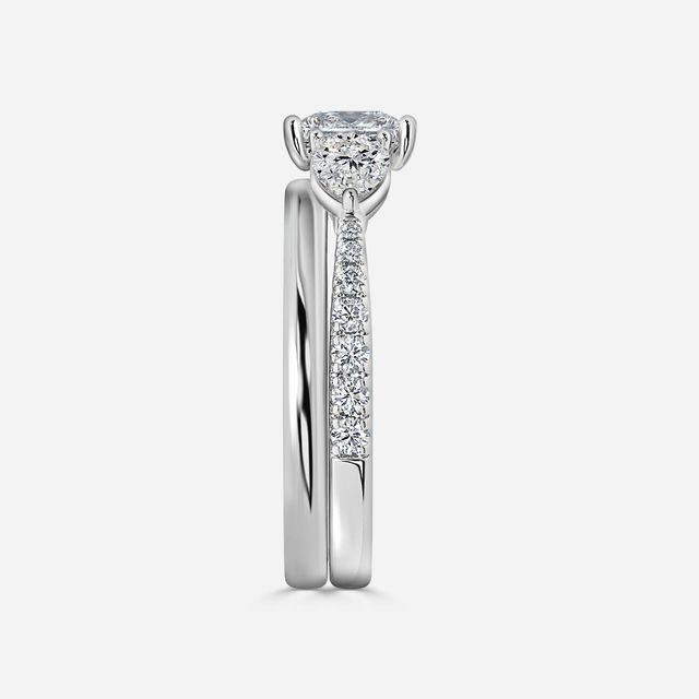 Vivian White Gold Plain Band Bridal Set Engagement Ring