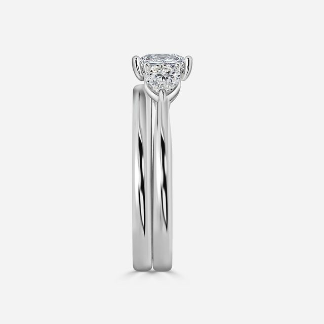 Vivian Solitaire White Gold Plain Band Bridal Set Engagement Ring