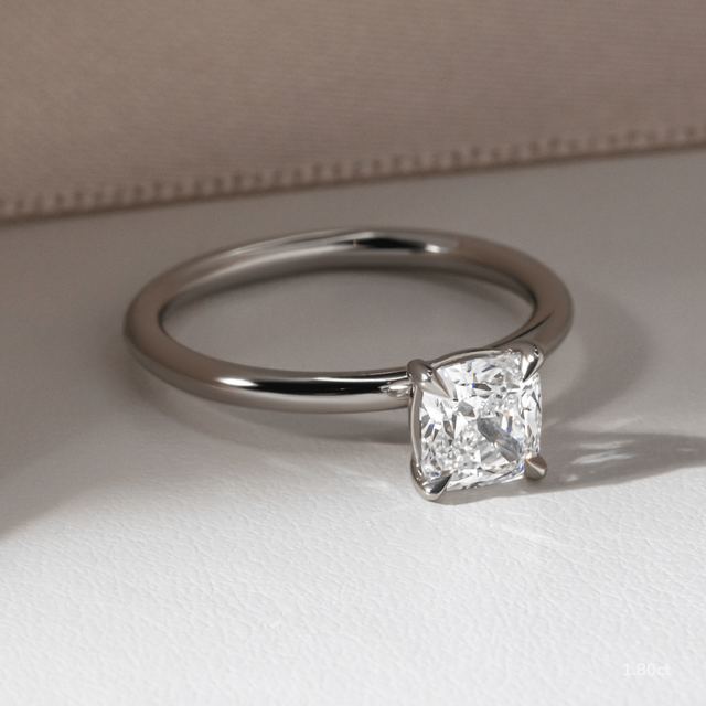 Chelsea Platinum Solitaire Engagement Ring Cushion Lab Diamond - 1.80ct