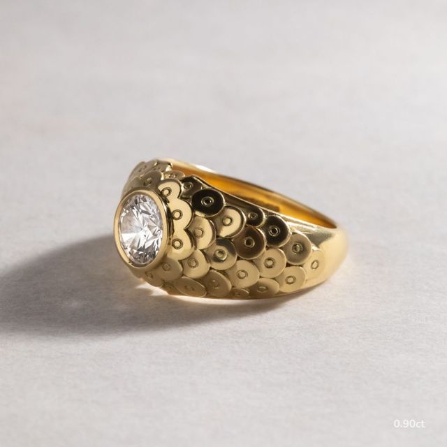 Dahlia Yellow Gold Flower Engagement Ring