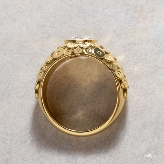 Dahlia Yellow Gold Flower Engagement Ring