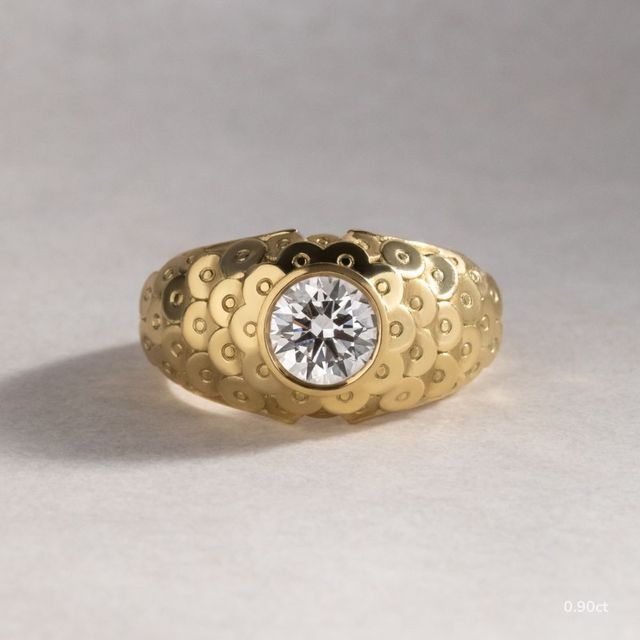 Dahlia Yellow Gold Flower Engagement Ring