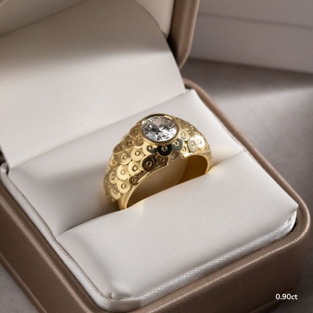 Dahlia Yellow Gold Flower Engagement Ring