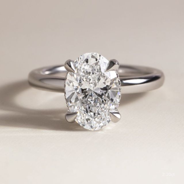 Samara Plain Band White Gold Hidden Halo Engagement Ring