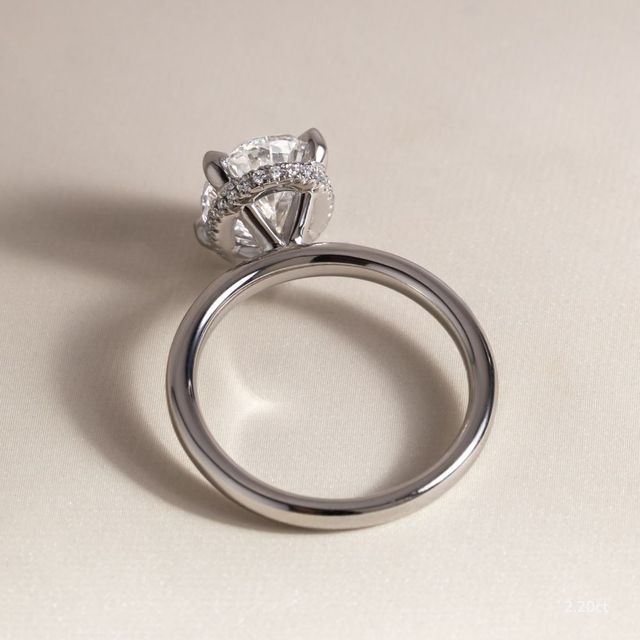 Samara Plain Band White Gold Hidden Halo Engagement Ring