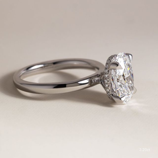 Samara Plain Band White Gold Hidden Halo Engagement Ring