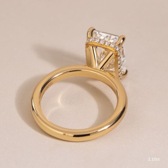 Samara Plain Band Yellow Gold Hidden Halo Engagement Ring