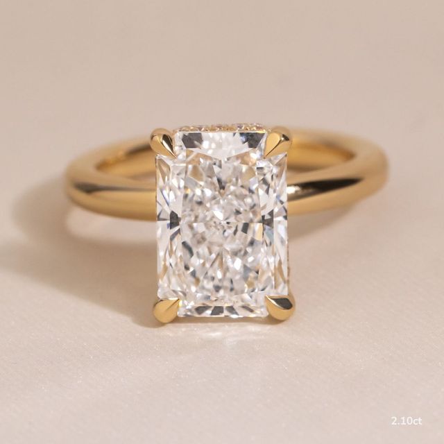 Samara Plain Band Yellow Gold Hidden Halo Engagement Ring