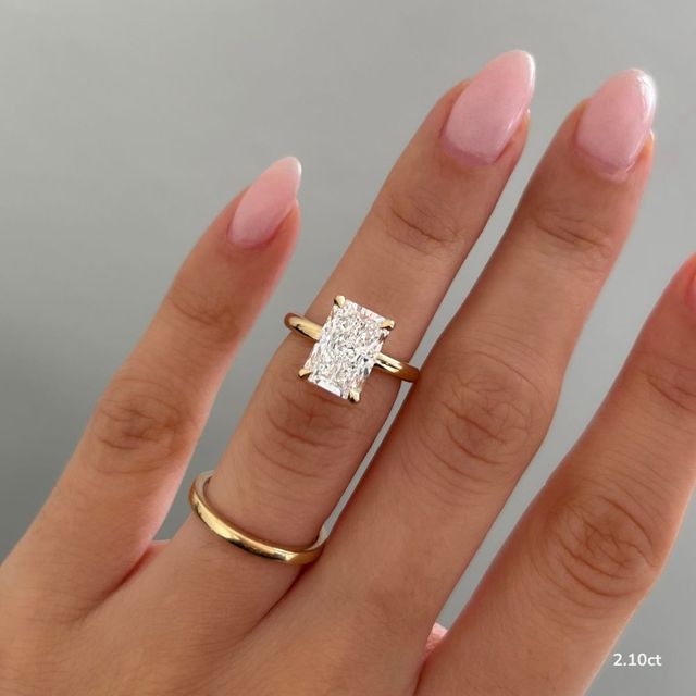 Samara Plain Band Yellow Gold Hidden Halo Engagement Ring