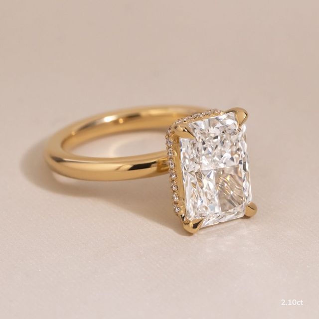 Samara Plain Band Yellow Gold Hidden Halo Engagement Ring