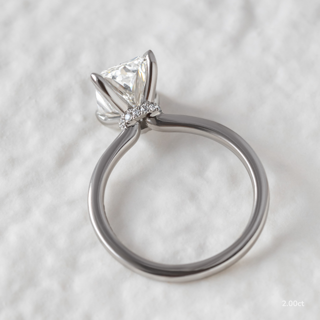2.00ct Eliana Platinum Hidden Halo Engagement Ring Radiant Lab Diamond
