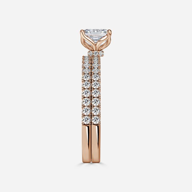 Jennifer Rose Gold Pavé Band Bridal Set Engagement Ring