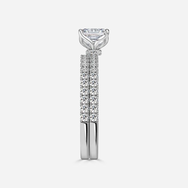 Jennifer White Gold Pavé Band Bridal Set Engagement Ring