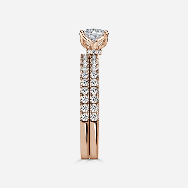 Jennifer Rose Gold Pavé Band Bridal Set Engagement Ring