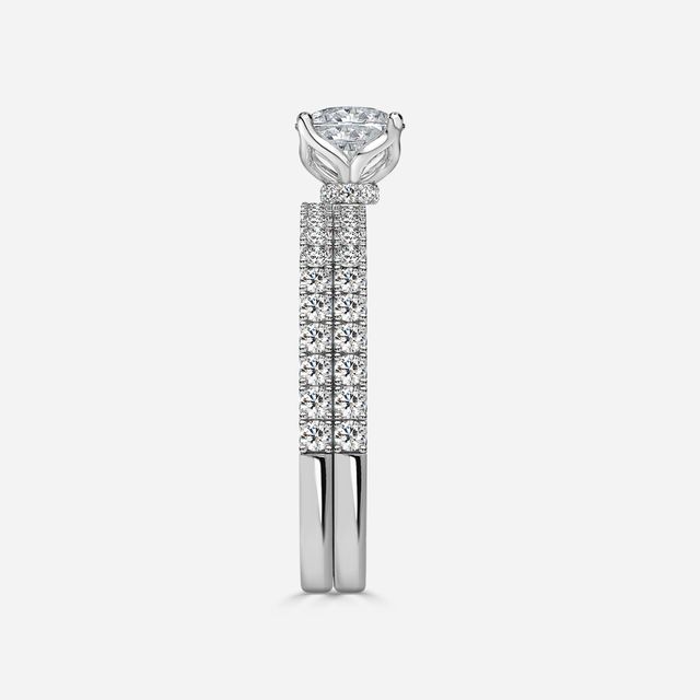 Jennifer White Gold Pavé Band Bridal Set Engagement Ring