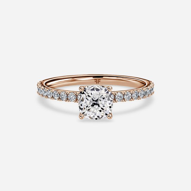 Jennifer Rose Gold Pavé Band Bridal Set Engagement Ring