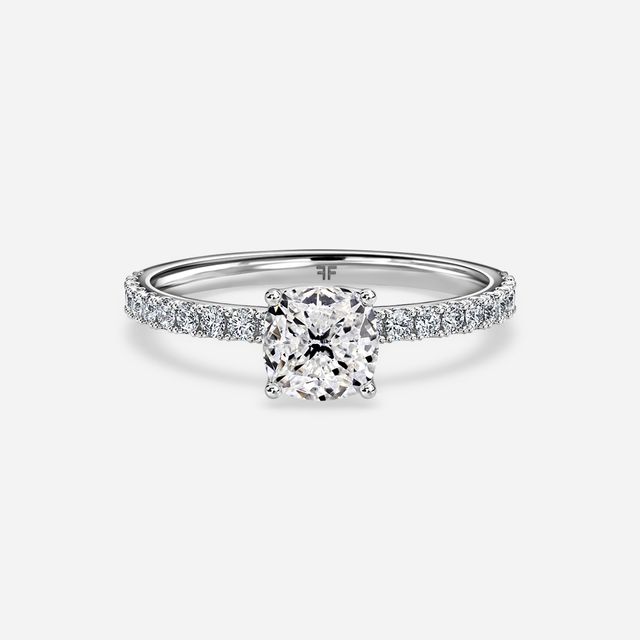 Jennifer Platinum Plain Band Bridal Set Engagement Ring
