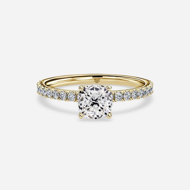 Jennifer Yellow Gold Plain Band Bridal Set Engagement Ring