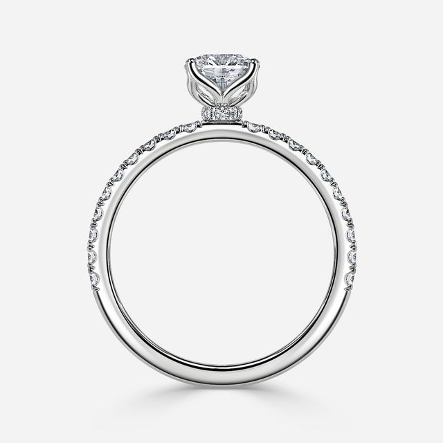 Jennifer Platinum Plain Band Bridal Set Engagement Ring