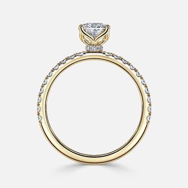 Jennifer Yellow Gold Plain Band Bridal Set Engagement Ring