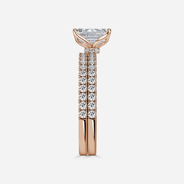 Jennifer Rose Gold Pavé Band Bridal Set Engagement Ring