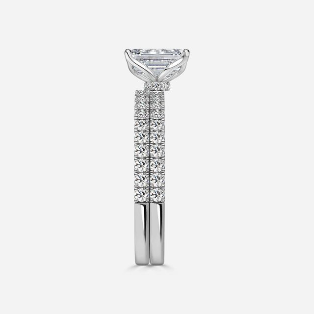 Jennifer White Gold Pavé Band Bridal Set Engagement Ring
