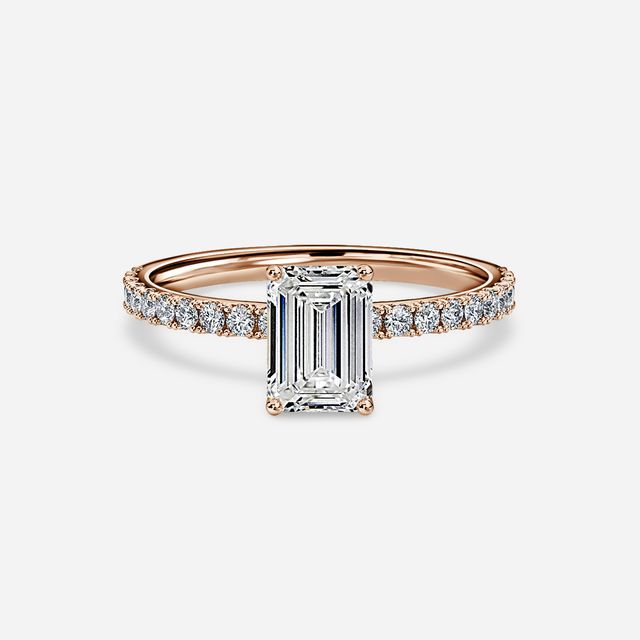 Jennifer Rose Gold Pavé Band Bridal Set Engagement Ring