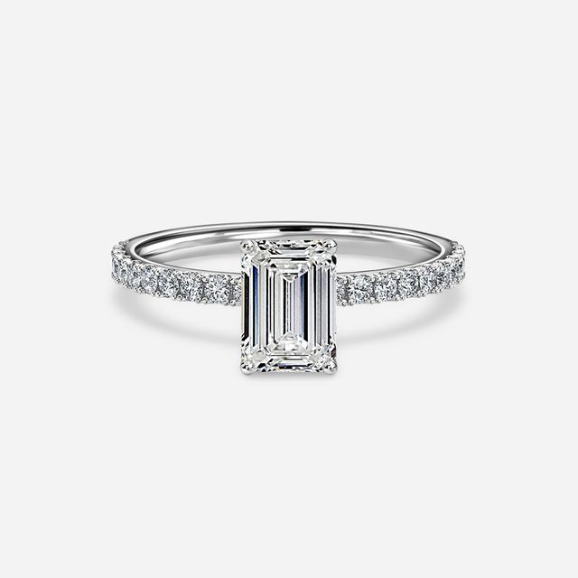 Jennifer Platinum Plain Band Bridal Set Engagement Ring
