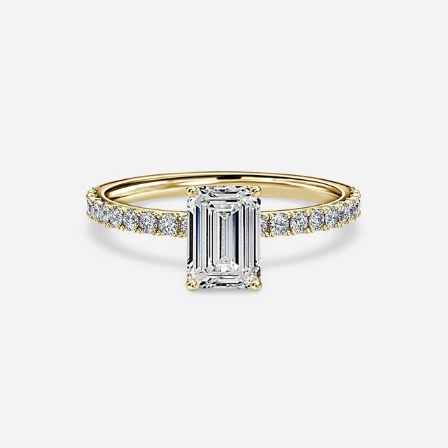 Jennifer Yellow Gold Plain Band Bridal Set Engagement Ring