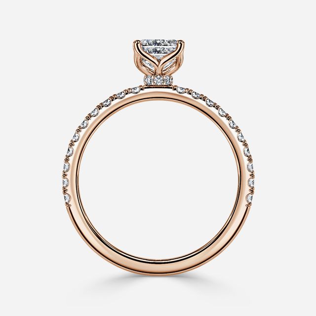 Jennifer Rose Gold Pavé Band Bridal Set Engagement Ring