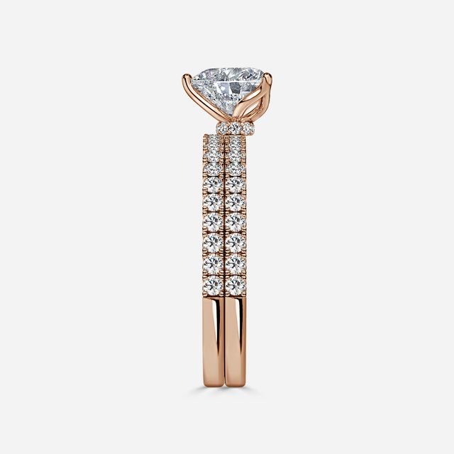 Jennifer Rose Gold Pavé Band Bridal Set Engagement Ring