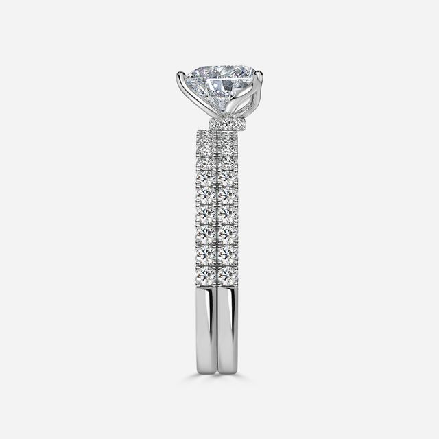 Jennifer White Gold Pavé Band Bridal Set Engagement Ring