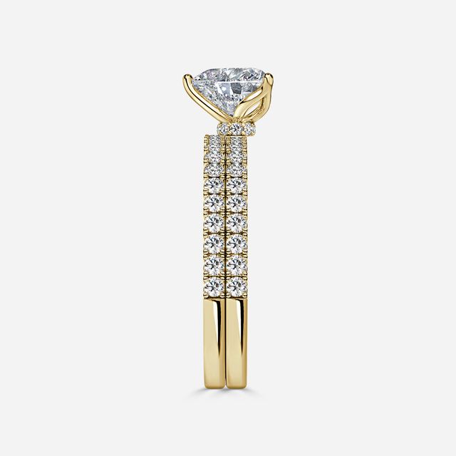 Jennifer Yellow Gold Pavé Band Bridal Set Engagement Ring