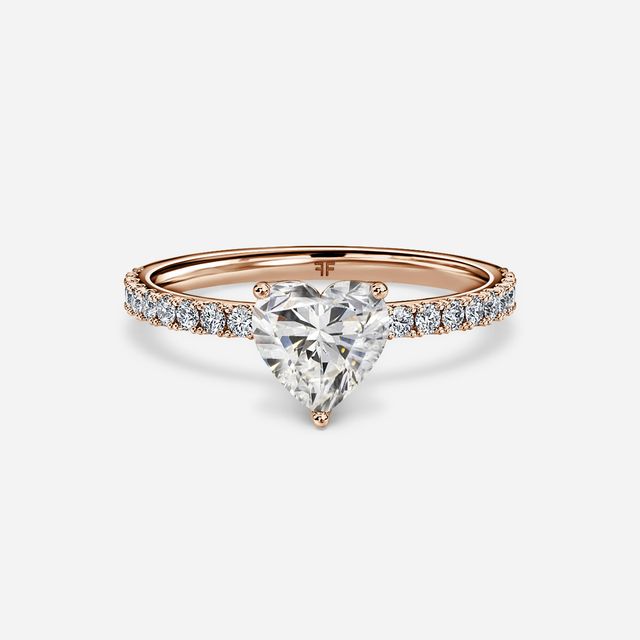 Jennifer Rose Gold Pavé Band Bridal Set Engagement Ring