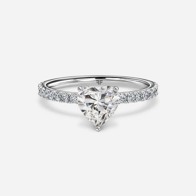 Jennifer White Gold Pavé Band Bridal Set Engagement Ring