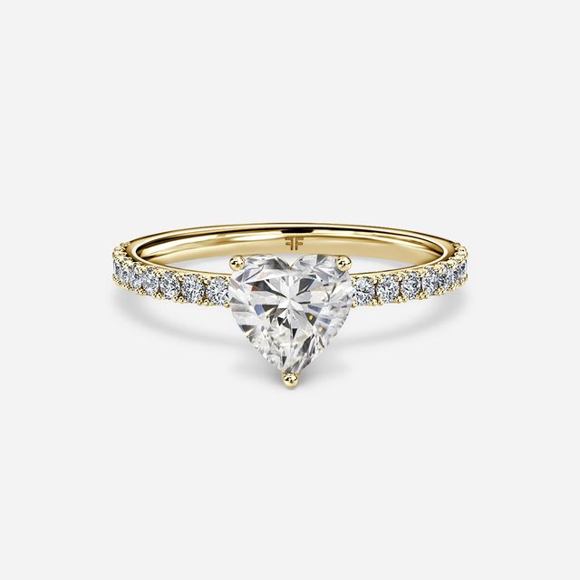 Jennifer Yellow Gold Plain Band Bridal Set Engagement Ring