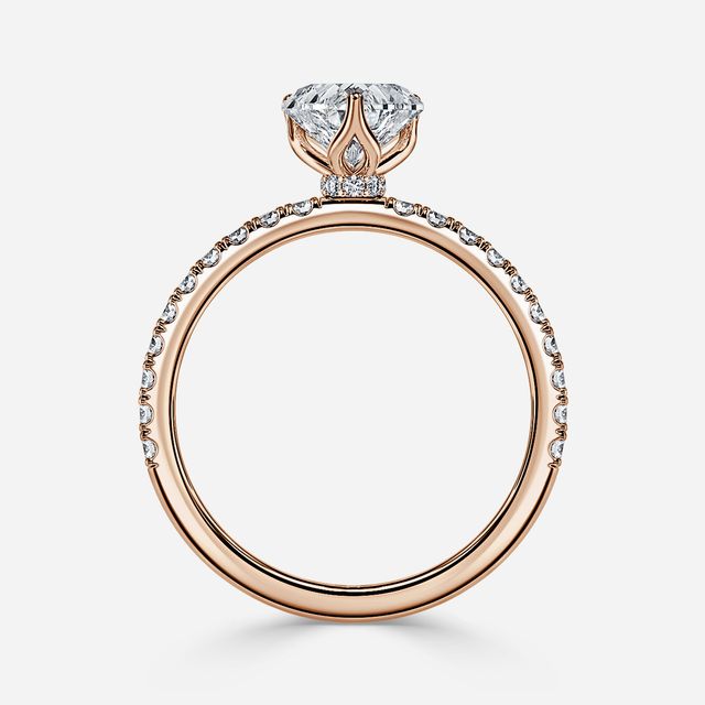 Jennifer Rose Gold Pavé Band Bridal Set Engagement Ring
