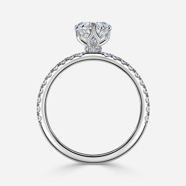 Jennifer White Gold Pavé Band Bridal Set Engagement Ring