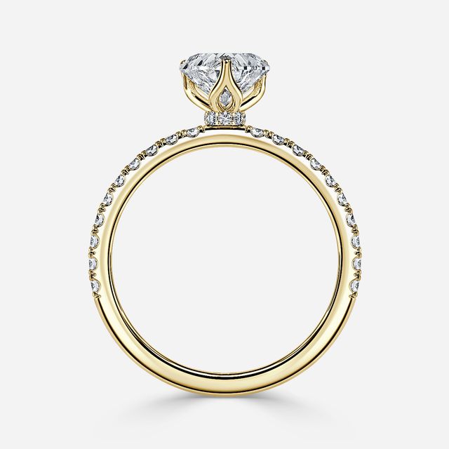 Jennifer Yellow Gold Plain Band Bridal Set Engagement Ring