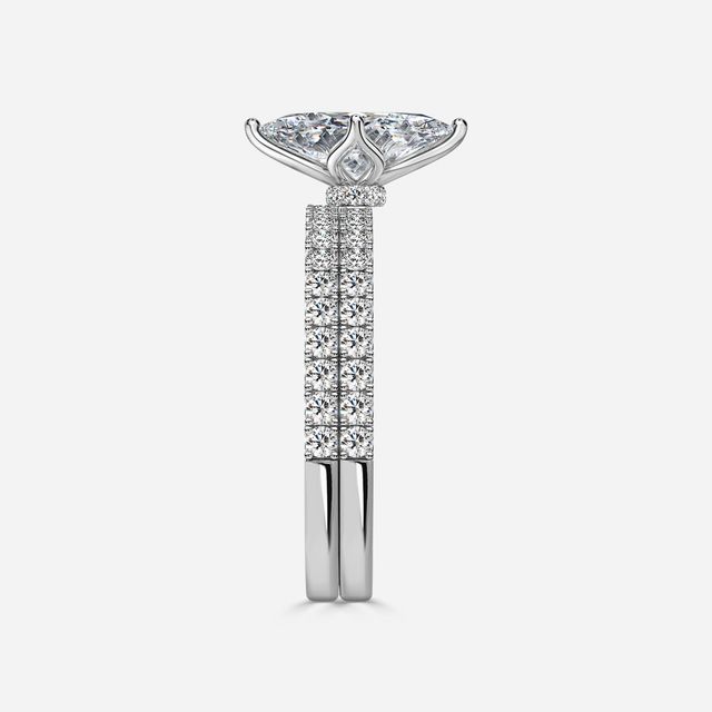 Jennifer White Gold Pavé Band Bridal Set Engagement Ring
