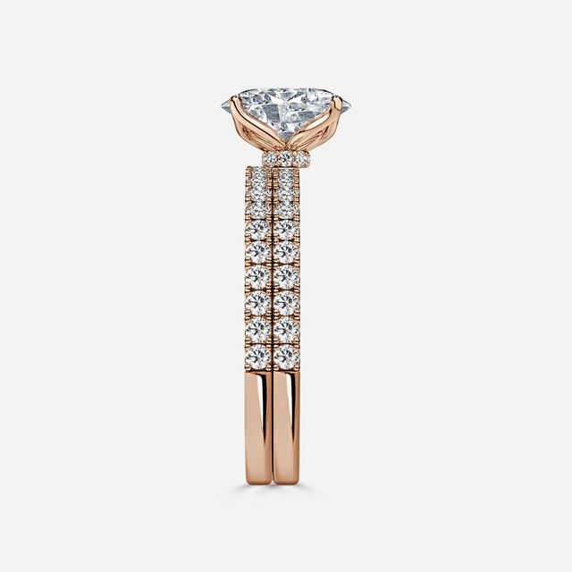Jennifer Rose Gold Pavé Band Bridal Set Engagement Ring
