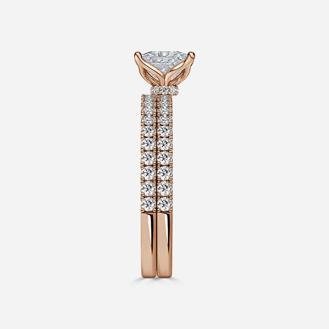 Jennifer Rose Gold Pavé Band Bridal Set Engagement Ring