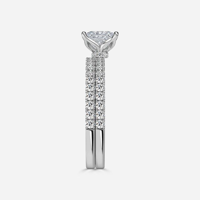 Jennifer White Gold Pavé Band Bridal Set Engagement Ring