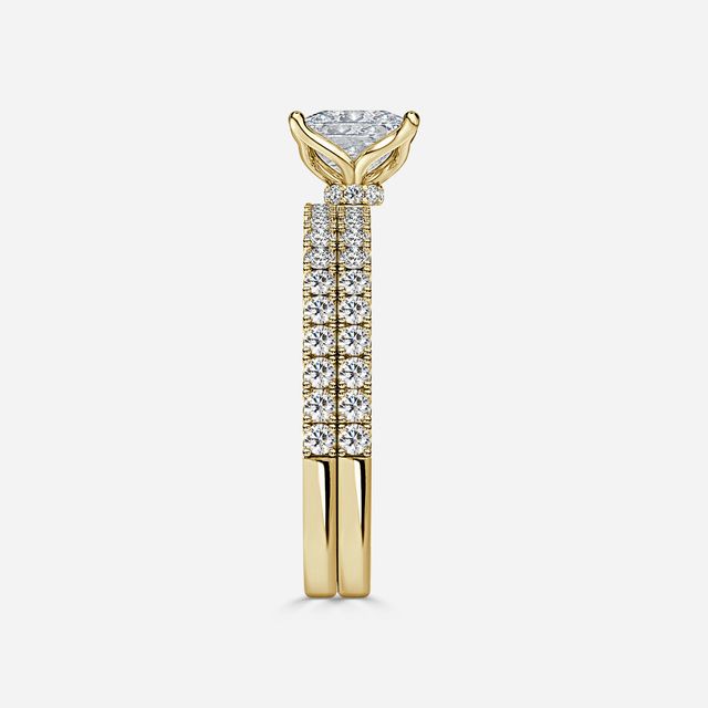 Jennifer Yellow Gold Pavé Band Bridal Set Engagement Ring