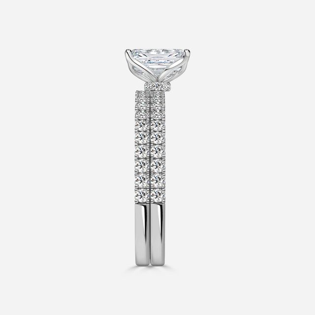 Jennifer Platinum Pavé Band Bridal Set Engagement Ring