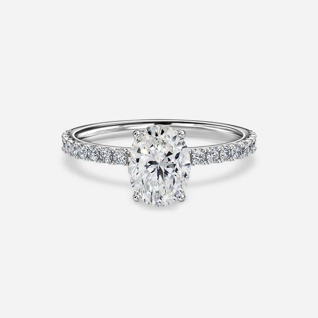 Jennifer Platinum Pavé Band Bridal Set Engagement Ring
