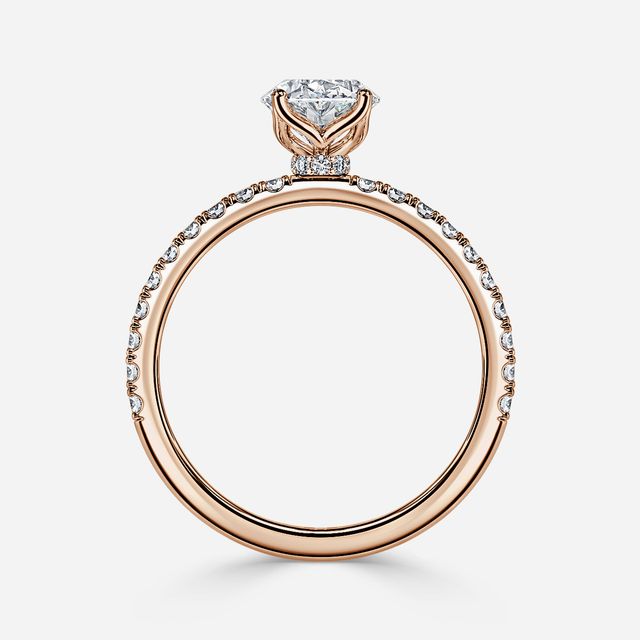 Jennifer Rose Gold Pavé Band Bridal Set Engagement Ring