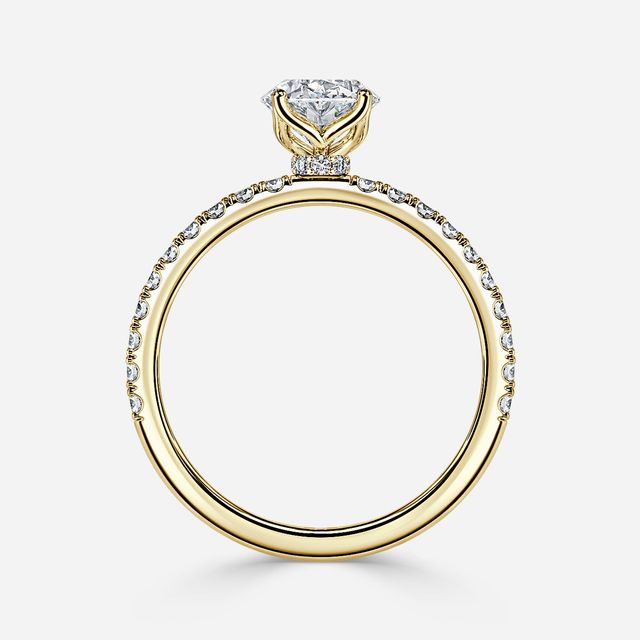 Jennifer Yellow Gold Plain Band Bridal Set Engagement Ring
